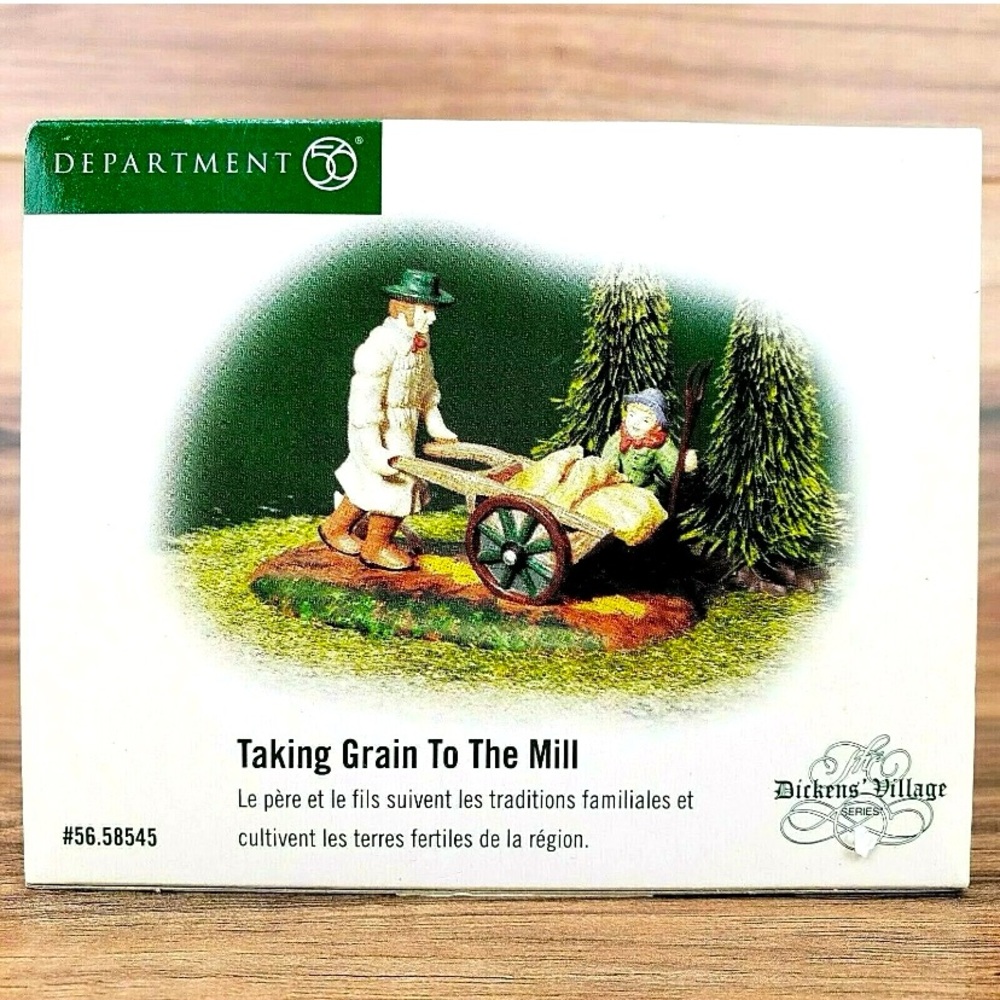 Dept 56 Dickens Village 2001 Taking Grain To The Mill #56.58545 Man Boy & Goose